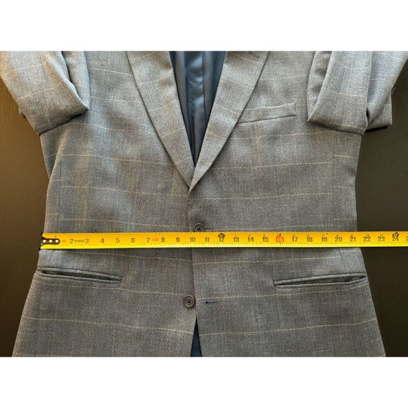 Jos A Bank Silk Wool Sport Coat Mens 42L Herringbone Windowpane Jacket Blazer - Picture 10 of 16
